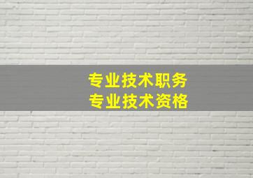 专业技术职务 专业技术资格